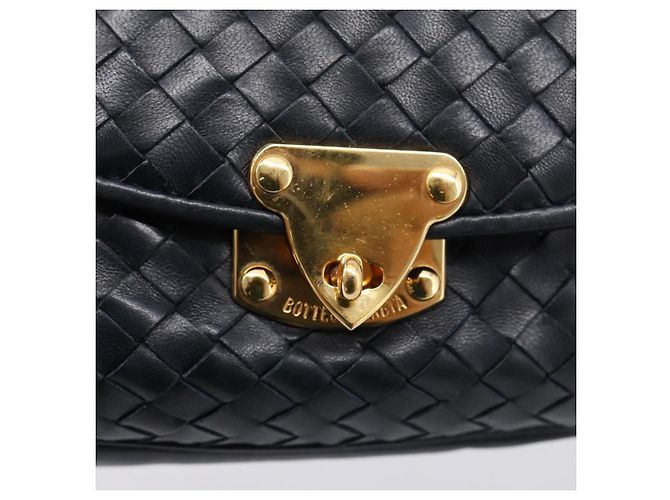 Borsa a tracolla Bottega Veneta INTRECCIATO in pelle nera e oro Auth mr2936 Nero - vista 18