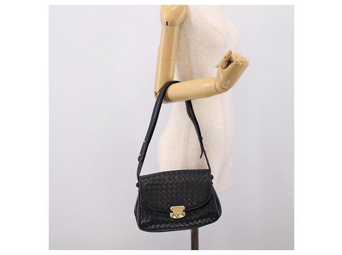 Borsa a tracolla Bottega Veneta INTRECCIATO in pelle nera e oro Auth mr2936 Nero - vista 26