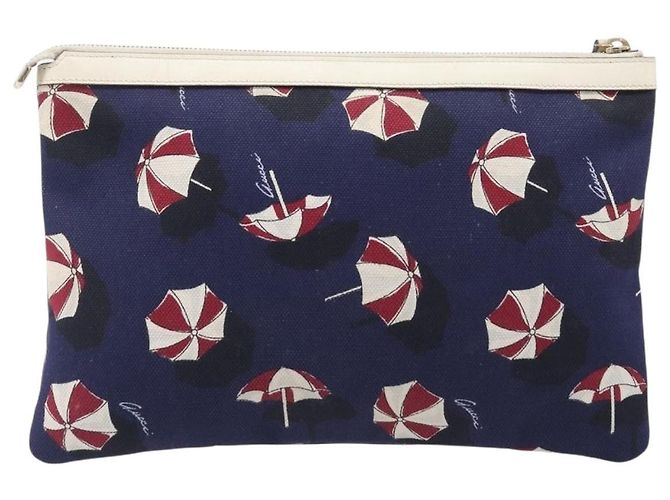 Borsa a pochette GUCCI Canvas Navy Gold Tone 286209 Auth bs37249 Blu navy - vista 2