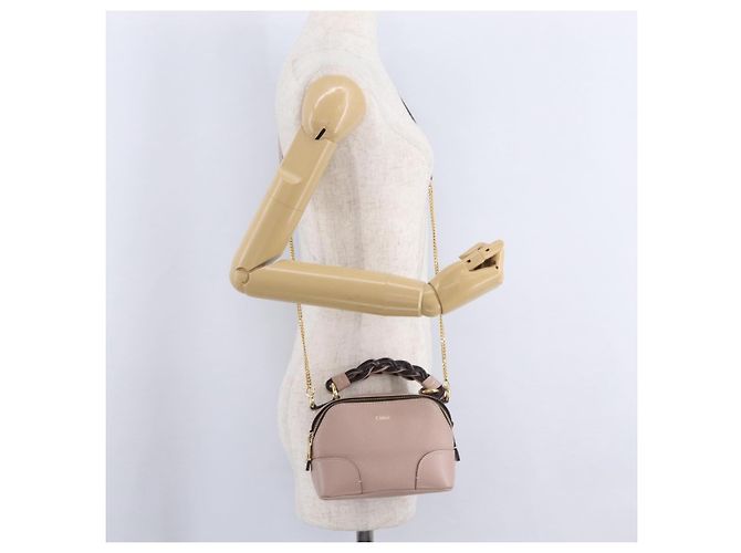 Chloé Bolsa de mão Chloe Dahlia Mini em couro 2way Rosa Tom Dourado Auth BA15544M - vista 28
