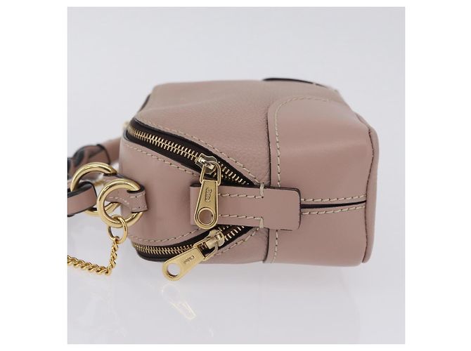 Chloé Bolsa de mão Chloe Dahlia Mini em couro 2way Rosa Tom Dourado Auth BA15544M - vista 4