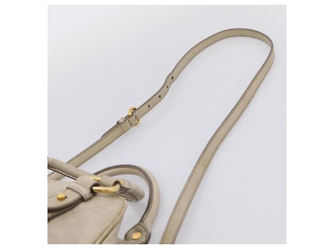 Miu Miu Hand Bag Vitellolux 2way Beige Gold Auth 206339A Golden - view 14