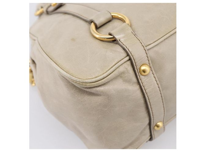 Miu Miu Hand Bag Vitellolux 2way Beige Gold Auth 206339A Golden - view 18