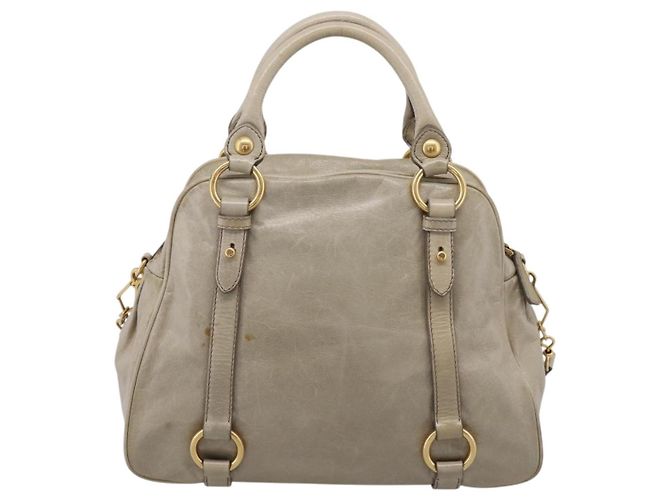 Miu Miu Hand Bag Vitellolux 2way Beige Gold Auth 206339A Golden - view 2