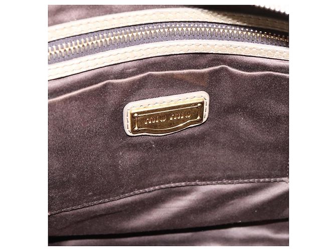 Miu Miu Hand Bag Vitellolux 2way Beige Gold Auth 206339A Golden - view 21
