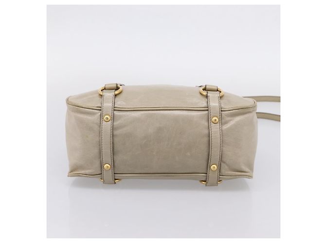 Miu Miu Hand Bag Vitellolux 2way Beige Gold Auth 206339A Golden - view 5