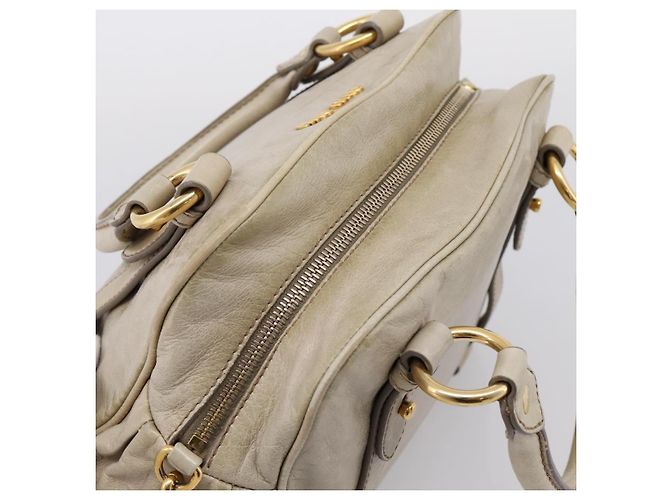 Miu Miu Hand Bag Vitellolux 2way Beige Gold Auth 206339A Golden - view 6