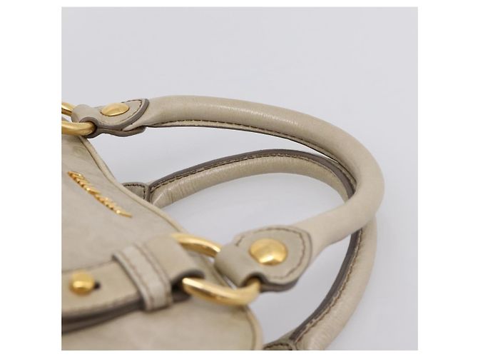 Miu Miu Hand Bag Vitellolux 2way Beige Gold Auth 206339A Golden - view 8