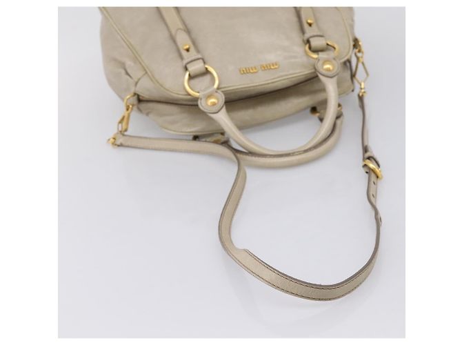 Miu Miu Hand Bag Vitellolux 2way Beige Gold Auth 206339A Golden - view 9