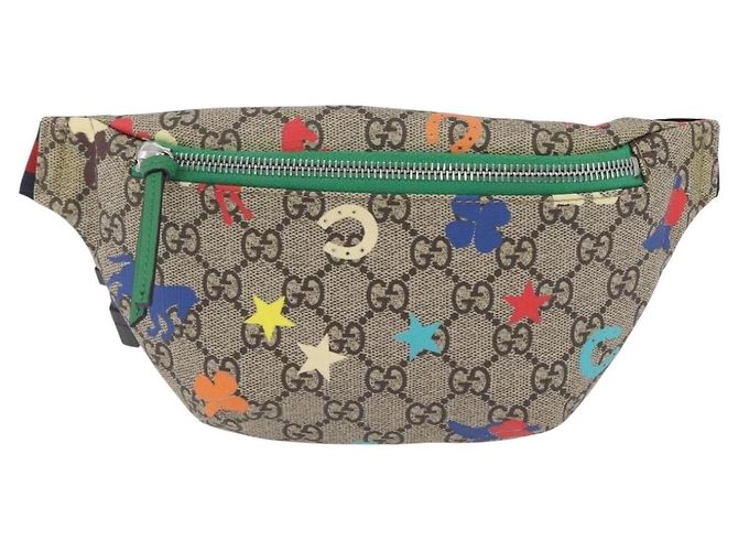 Borsello per bambini GUCCI GG Supreme PVC Beige Silver 502095 Auth 206282M Argento - vista 13