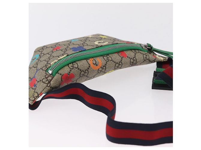 Borsello per bambini GUCCI GG Supreme PVC Beige Silver 502095 Auth 206282M Argento - vista 8