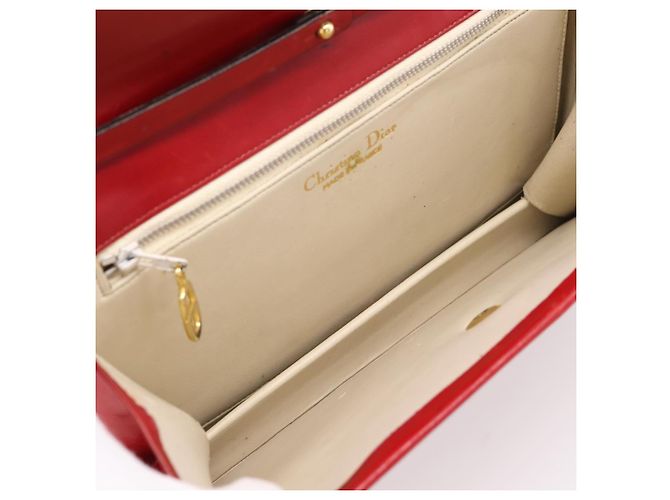 Borsa a mano Christian Dior in pelle 2way rossa tono oro Auth bs37235 Rosso - Ansicht 12