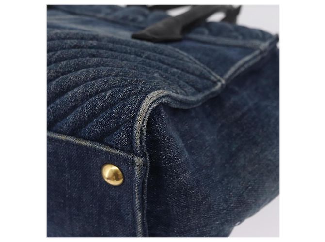 Borsa a Mano Miu Miu Biker Denim 2way Navy Gold Auth 206083V D'oro Blu navy - vista 20