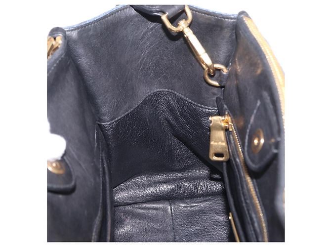 Borsa a Mano Miu Miu Biker Denim 2way Navy Gold Auth 206083V D'oro Blu navy - vista 24