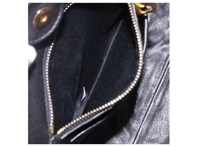 Borsa a Mano Miu Miu Biker Denim 2way Navy Gold Auth 206083V D'oro Blu navy - vista 26