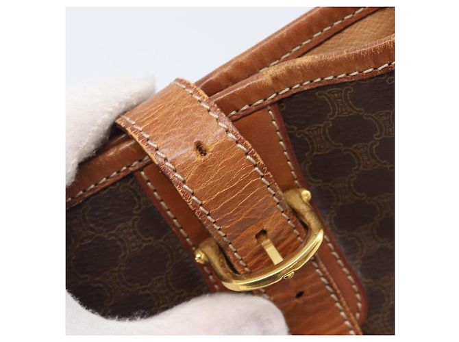 Céline CELINE Macadam Canvas Tote Bag PVC Leder Brown Gold Auth 204214 Braun Golden - Ansicht 10