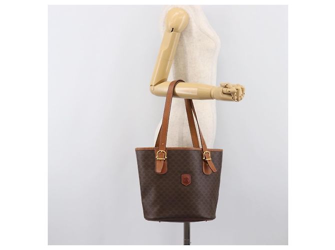 Céline CELINE Macadam Canvas Tote Bag PVC Leder Brown Gold Auth 204214 Braun Golden - Ansicht 27