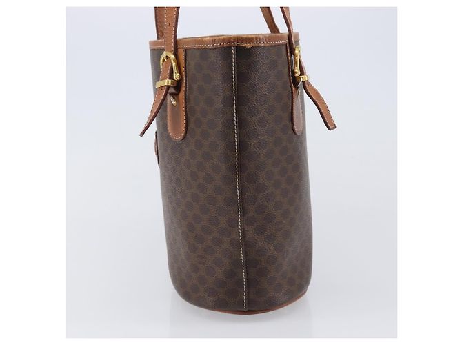 Céline CELINE Macadam Canvas Tote Bag PVC Leder Brown Gold Auth 204214 Braun Golden - Ansicht 3