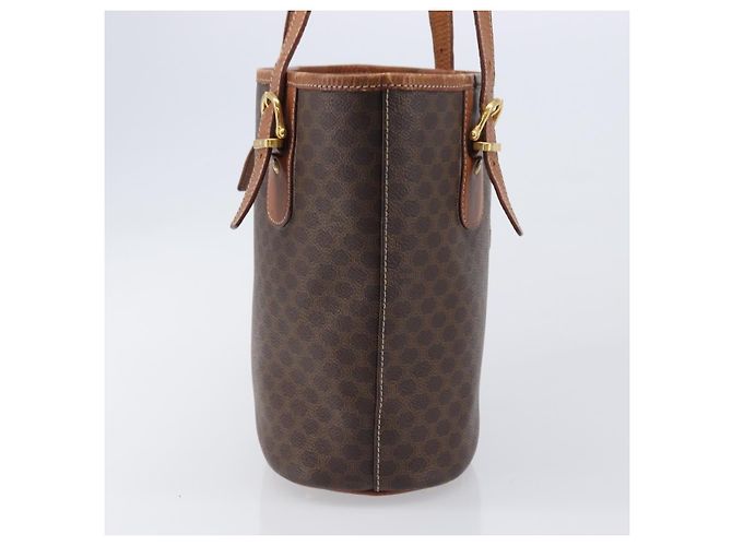 Céline CELINE Macadam Canvas Tote Bag PVC Leder Brown Gold Auth 204214 Braun Golden - Ansicht 4