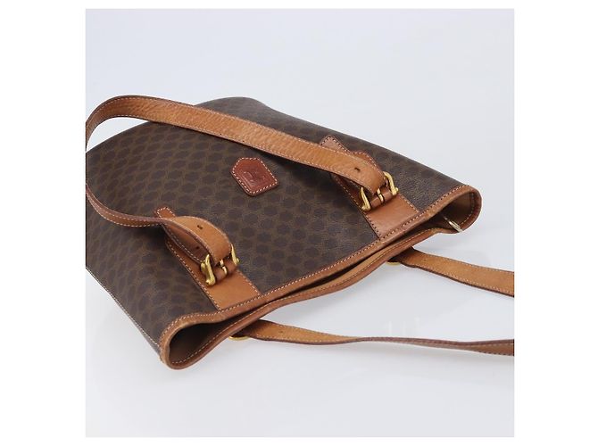 Céline CELINE Macadam Canvas Tote Bag PVC Leder Brown Gold Auth 204214 Braun Golden - Ansicht 6