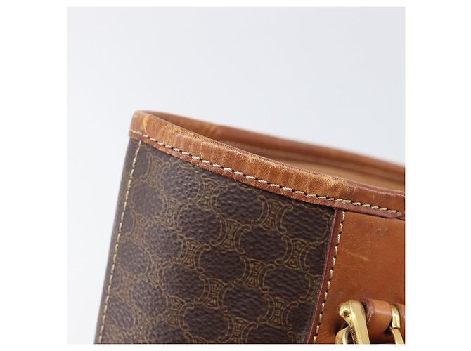 Céline CELINE Macadam Canvas Tote Bag PVC Leder Brown Gold Auth 204214 Braun Golden - Ansicht 9