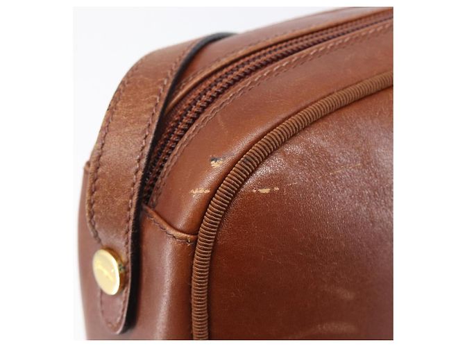 Borsa a tracolla Salvatore Ferragamo Vala in pelle Gold Brown Auth ka6418 - vista 10
