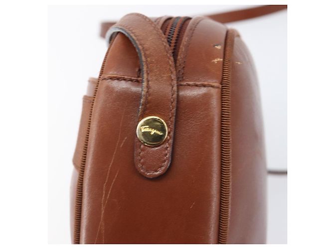 Borsa a tracolla Salvatore Ferragamo Vala in pelle Gold Brown Auth ka6418 - vista 20