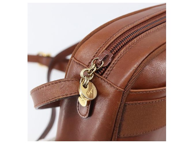 Borsa a tracolla Salvatore Ferragamo Vala in pelle Gold Brown Auth ka6418 - vista 23