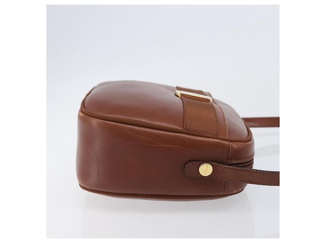 Borsa a tracolla Salvatore Ferragamo Vala in pelle Gold Brown Auth ka6418 - vista 3