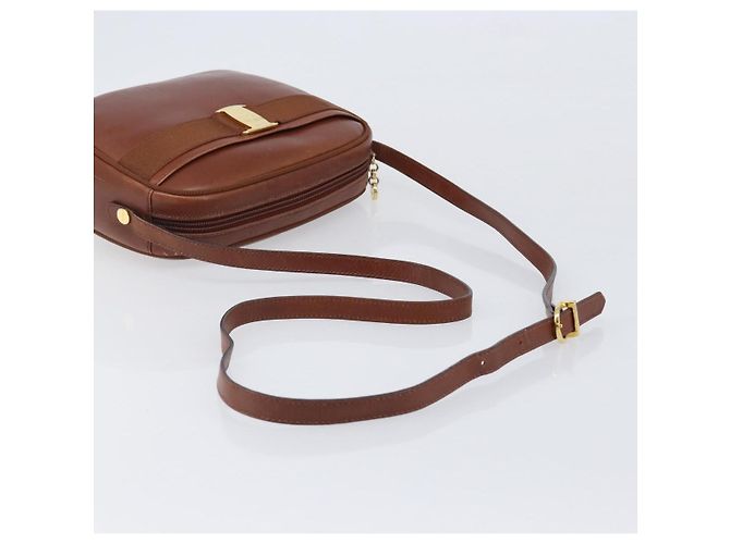 Borsa a tracolla Salvatore Ferragamo Vala in pelle Gold Brown Auth ka6418 - vista 6