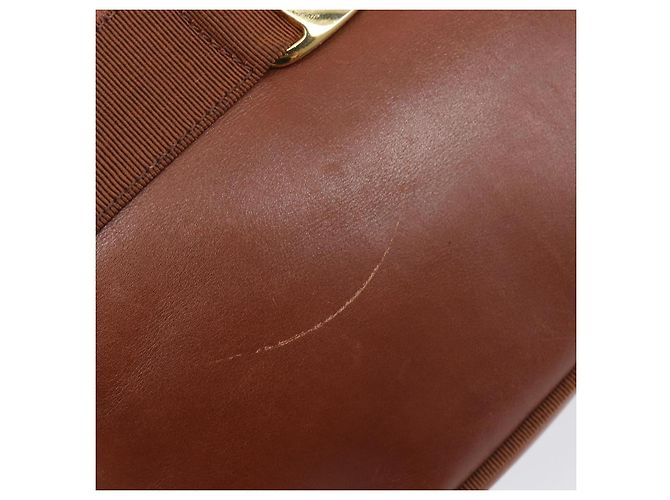 Borsa a tracolla Salvatore Ferragamo Vala in pelle Gold Brown Auth ka6418 - vista 9