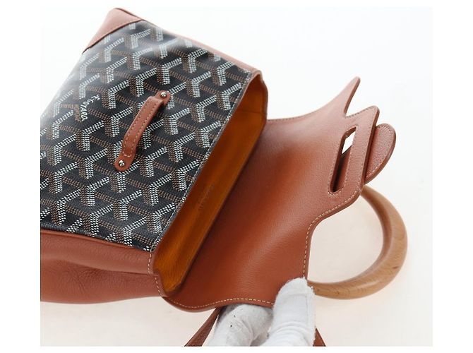 GOYARD Herringbone Saigon Mini Handtasche PVC 2way Braun Silber Auth 204910SM - Ansicht 10