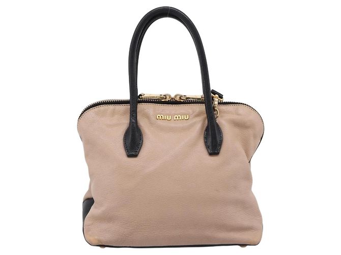 Miu Miu Handtasche Leder 2way Beige Goldton Auth bs37100 - Ansicht 13