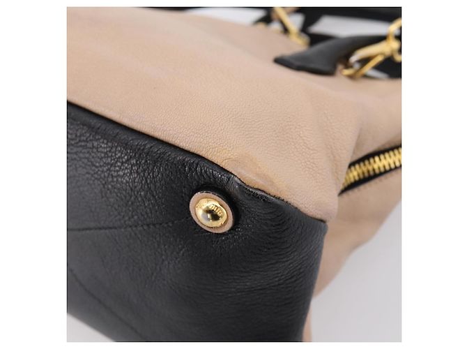 Miu Miu Handtasche Leder 2way Beige Goldton Auth bs37100 - Ansicht 18