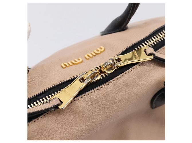 Miu Miu Handtasche Leder 2way Beige Goldton Auth bs37100 - Ansicht 20
