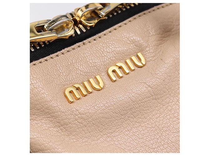 Miu Miu Handtasche Leder 2way Beige Goldton Auth bs37100 - Ansicht 21