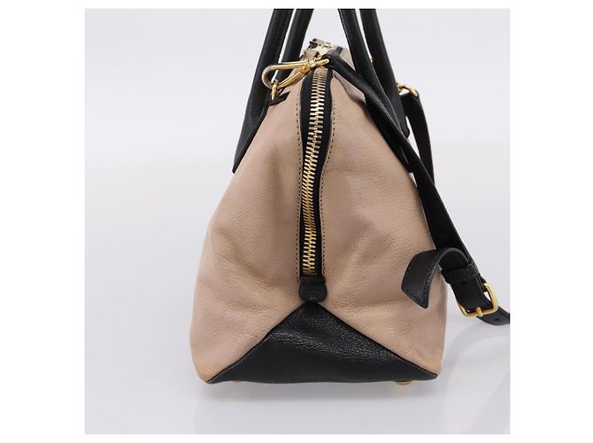 Miu Miu Handtasche Leder 2way Beige Goldton Auth bs37100 - Ansicht 3