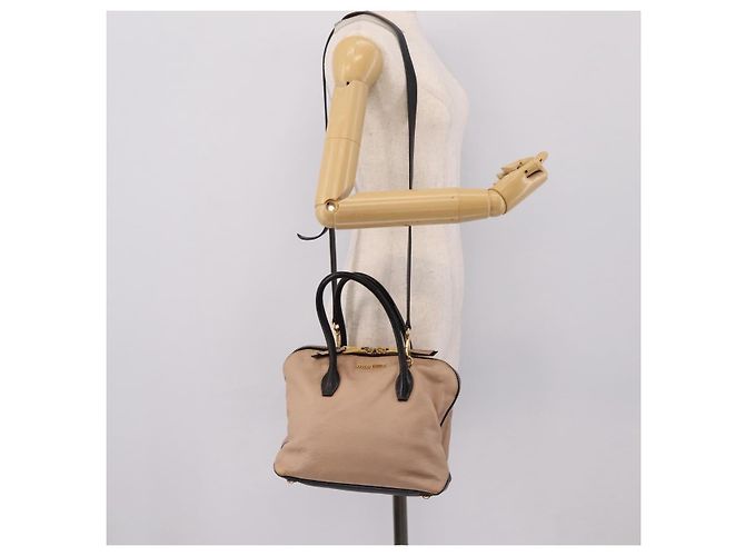 Miu Miu Handtasche Leder 2way Beige Goldton Auth bs37100 - Ansicht 32