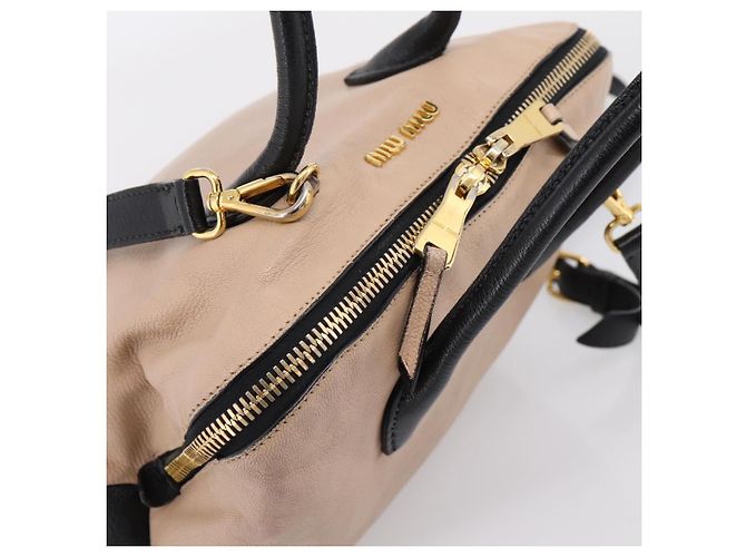 Miu Miu Handtasche Leder 2way Beige Goldton Auth bs37100 - Ansicht 6
