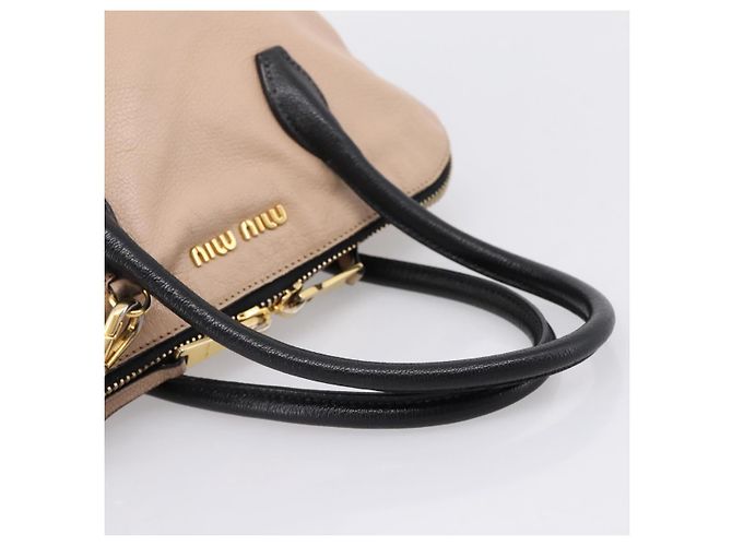Miu Miu Handtasche Leder 2way Beige Goldton Auth bs37100 - Ansicht 7