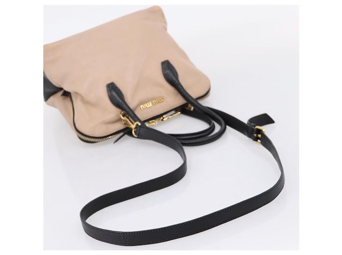 Miu Miu Handtasche Leder 2way Beige Goldton Auth bs37100 - Ansicht 8