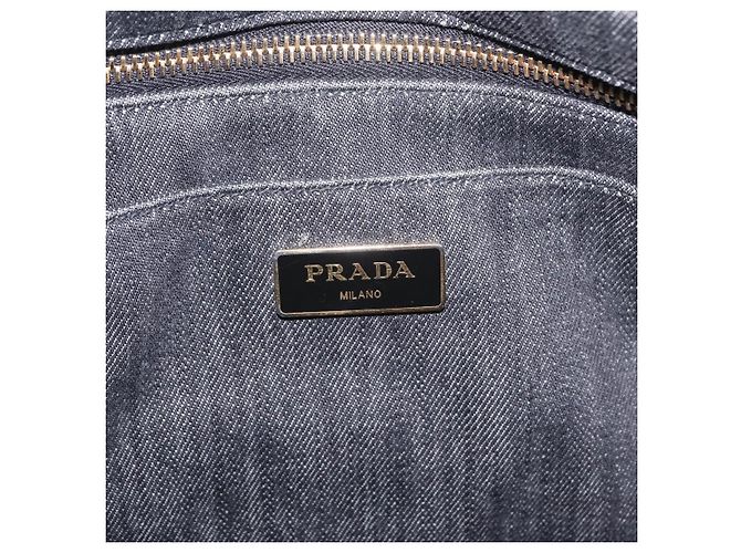 Bolso de mano PRADA Canapa MM Canvas 2way Negro Oro Auth ep16090 Dorado - vista 20