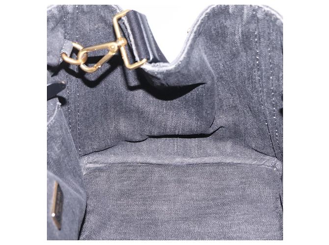 Bolso de mano PRADA Canapa MM Canvas 2way Negro Oro Auth ep16090 Dorado - vista 21