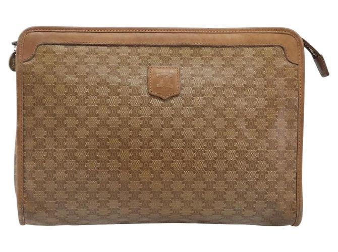 Céline Bolso de Mano CELINE Macadam PVC Beige Gold Auth ep15875 Dorado - vista 13