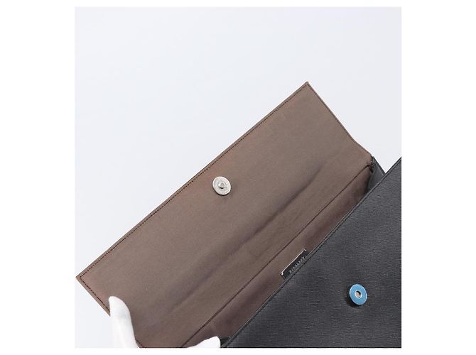 Bolsa de mão BURBERRY em couro preto e prata Auth 204238 - vista 10