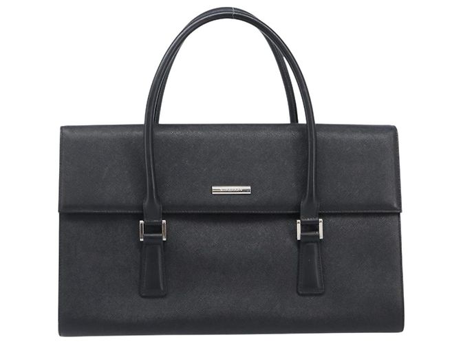 Bolsa de mão BURBERRY em couro preto e prata Auth 204238 - vista 13