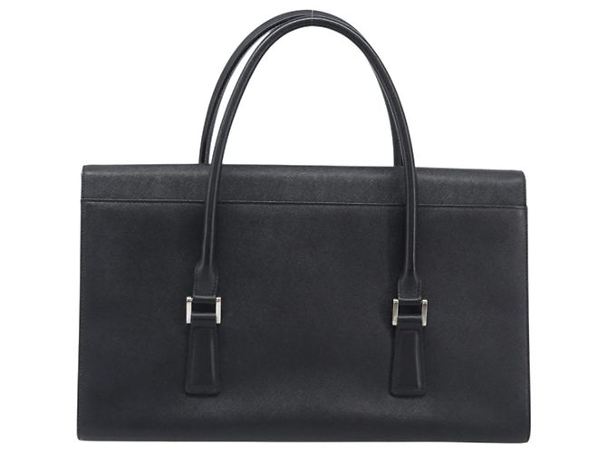 Bolsa de mão BURBERRY em couro preto e prata Auth 204238 - vista 2