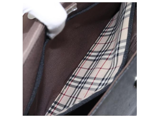 Bolsa de mão BURBERRY em couro preto e prata Auth 204238 - vista 22