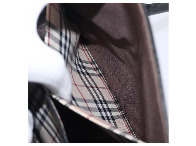 Bolsa de mão BURBERRY em couro preto e prata Auth 204238 - vista 23