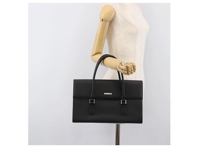 Bolsa de mão BURBERRY em couro preto e prata Auth 204238 - vista 24